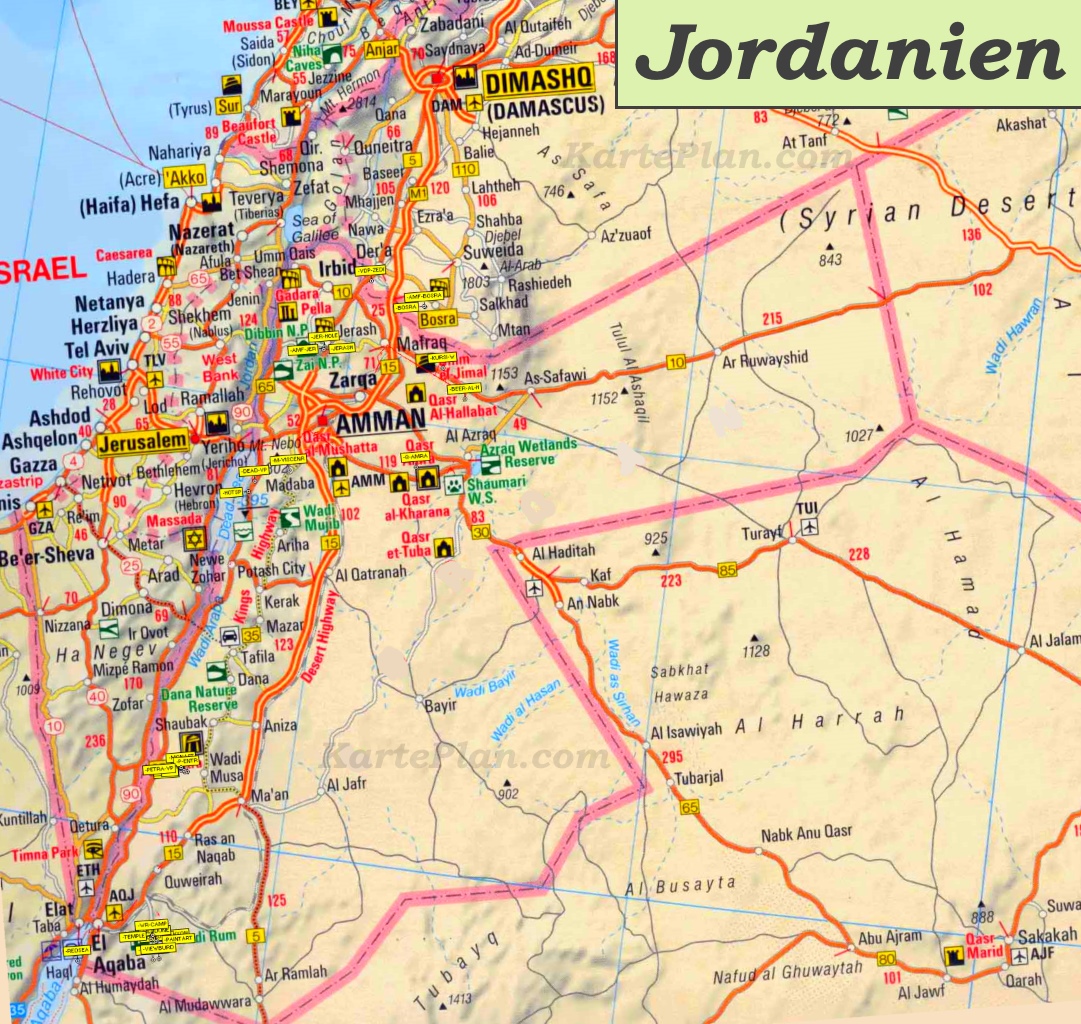 Strassenkarte Jordanien