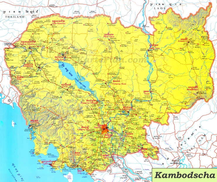 Große detaillierte karte von Kambodscha
