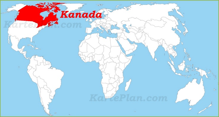 Kanada auf der Weltkarte