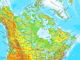 Physische landkarte von Kanada
