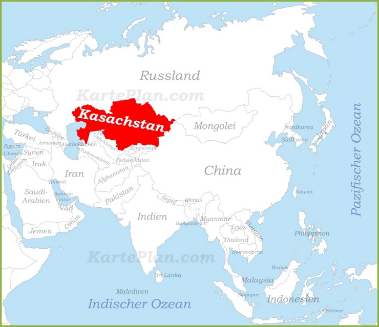 Kasachstan auf der karte Asiens
