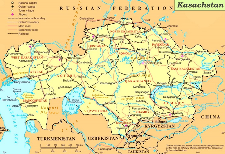 Kasachstan politische karte