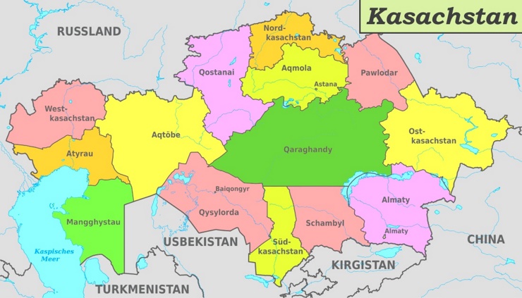 Verwaltungskarte von Kasachstan