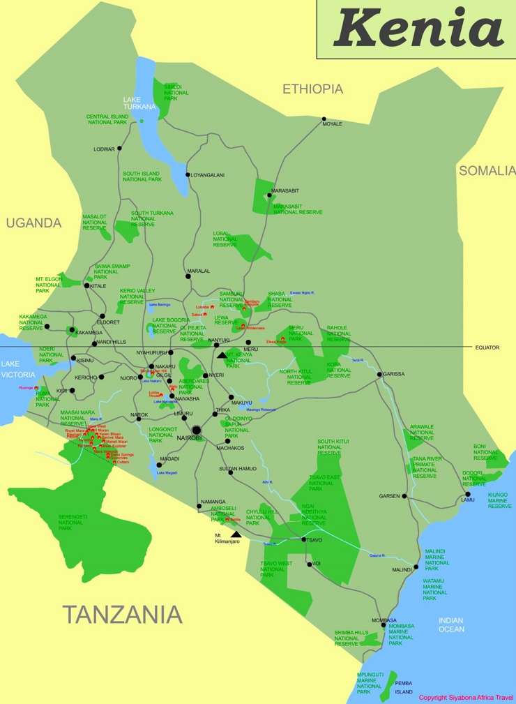 Kenia touristische karte