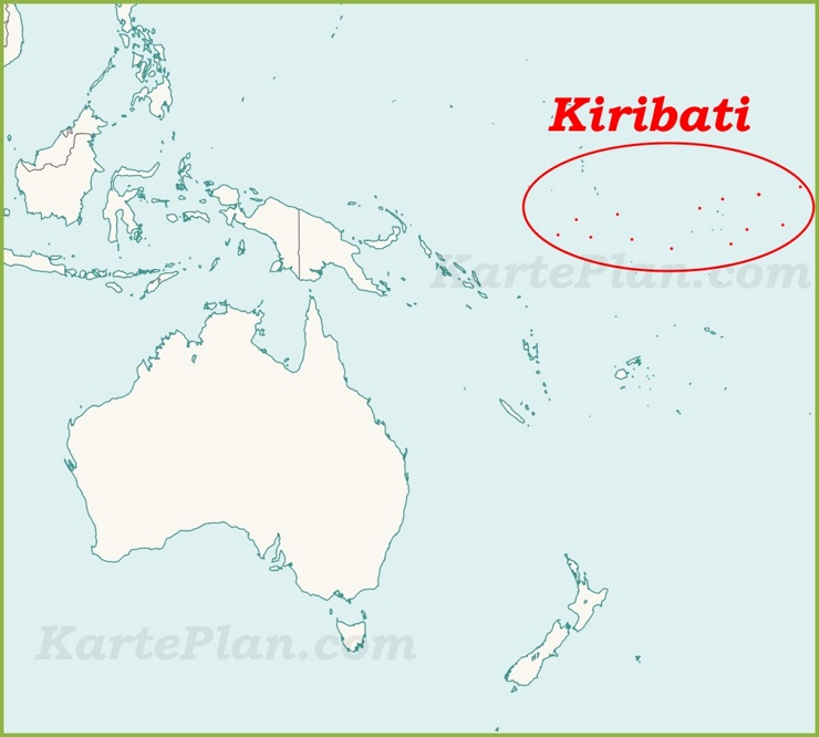 Kiribati auf der karte Ozeaniens