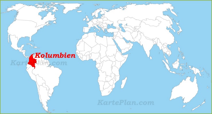 Kolumbien auf der Weltkarte
