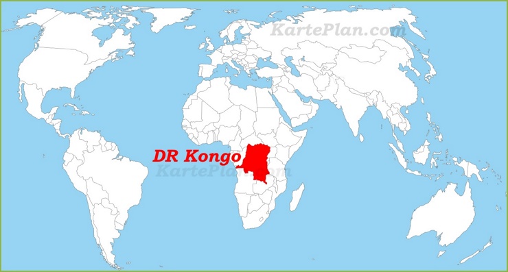 Demokratische Republik Kongo auf der Weltkarte