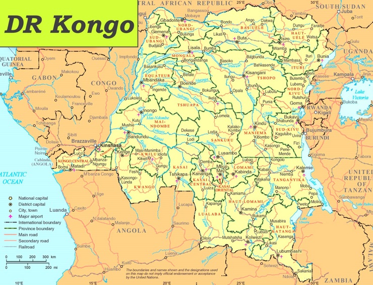 Demokratische Republik Kongo politische karte