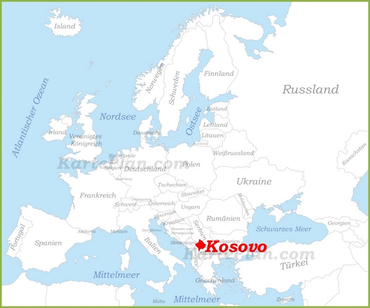 Kosovo auf der karte Europas