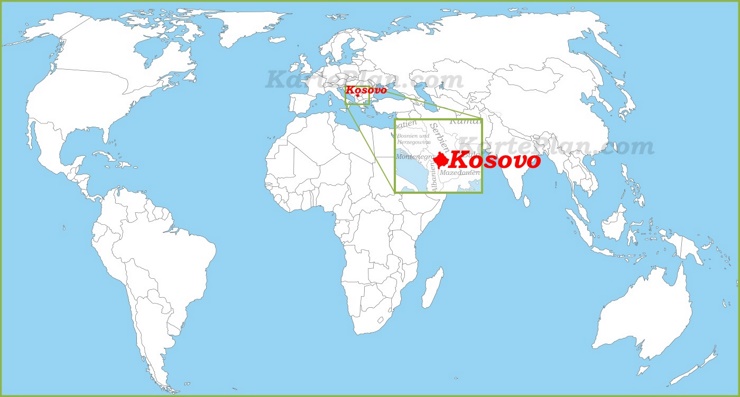 Kosovo auf der Weltkarte