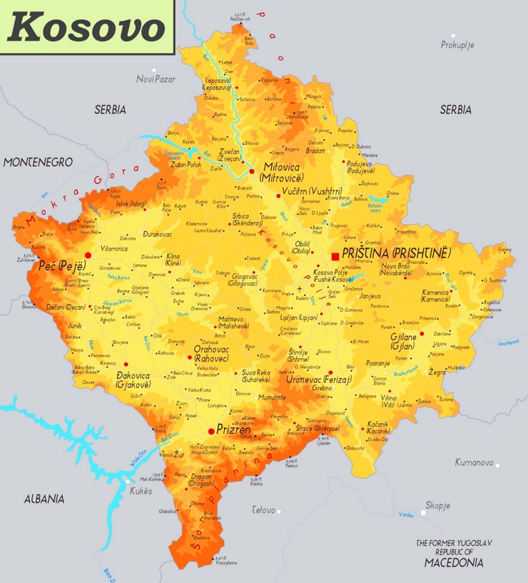 Physische landkarte von Kosovo