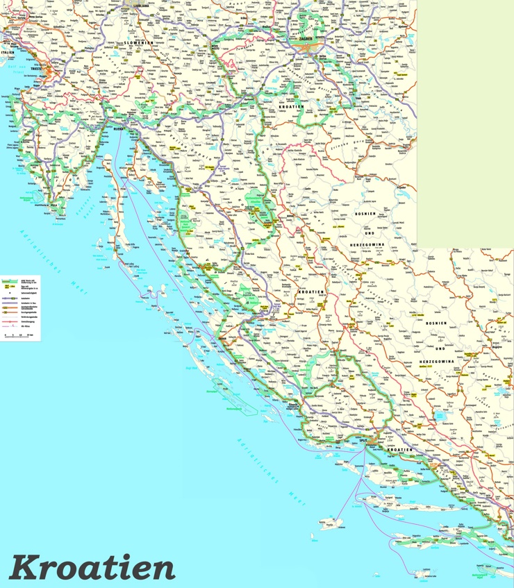 Große detaillierte karte von Kroatien
