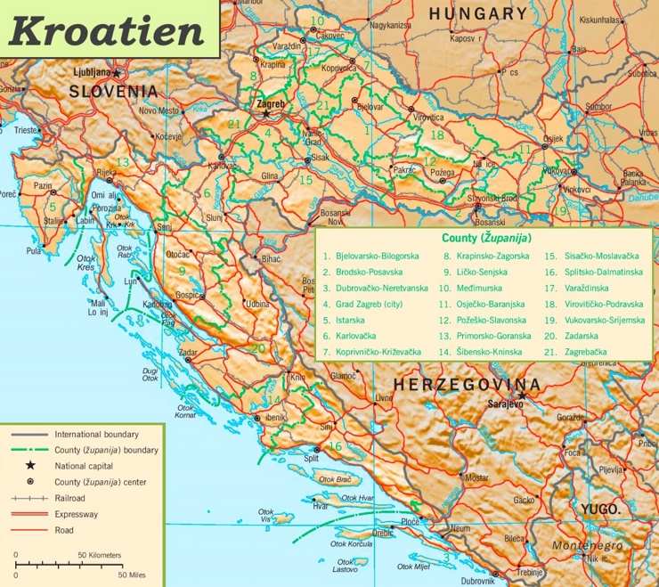 Kroatien politische karte