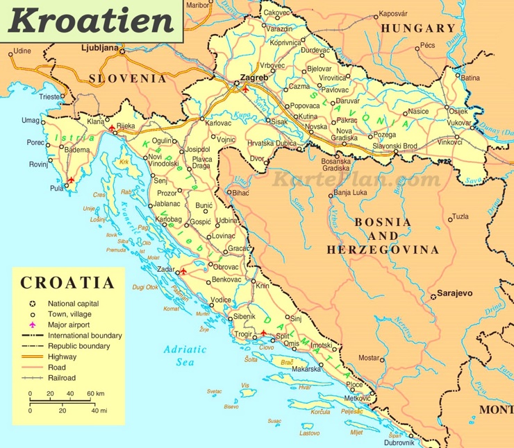 Straßenkarte Kroatien