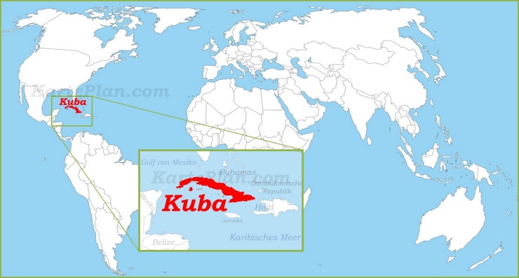 Kuba auf der Weltkarte
