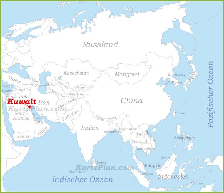 Kuwait auf der karte Asiens