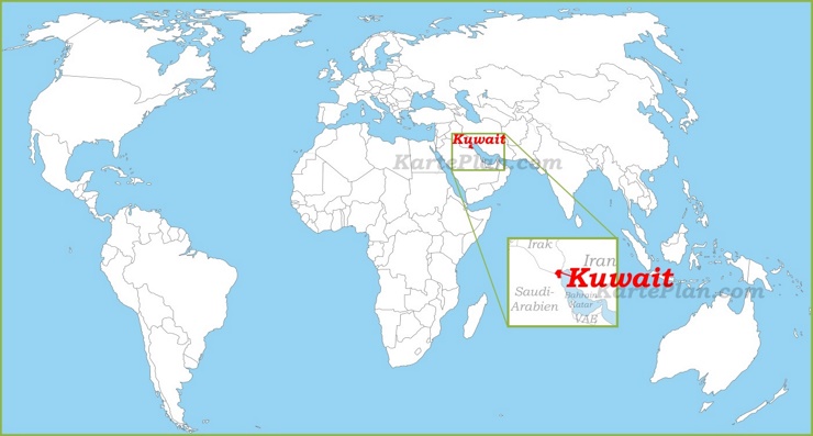Kuwait auf der Weltkarte