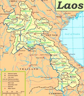 Straßenkarte Laos