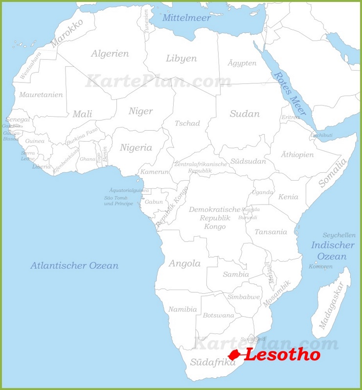Lesotho auf der karte Afrikas