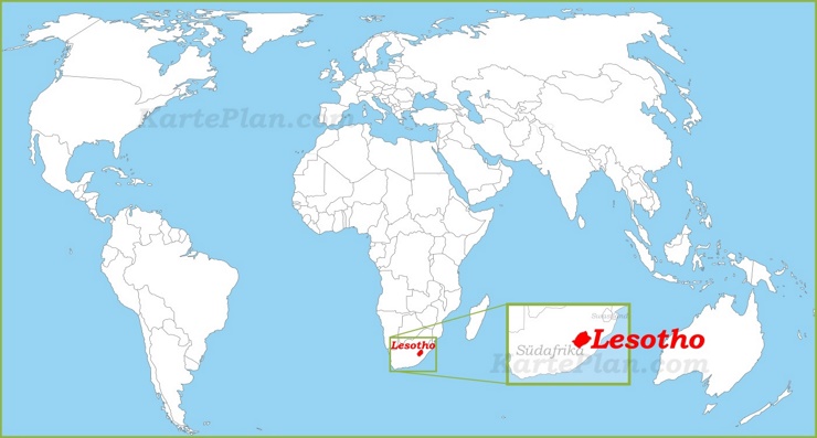 Lesotho auf der Weltkarte