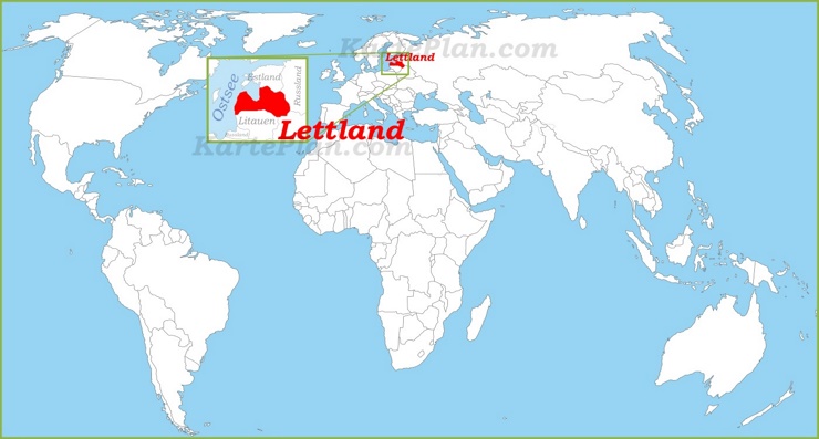 Lettland auf der Weltkarte