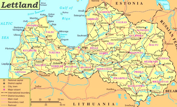 Lettland politische karte