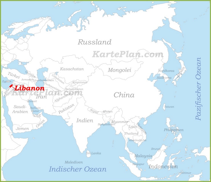 Libanon auf der karte Asiens