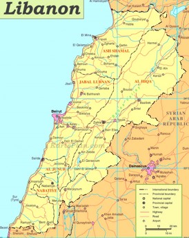 Libanon politische karte