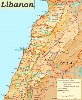 Straßenkarte Libanon