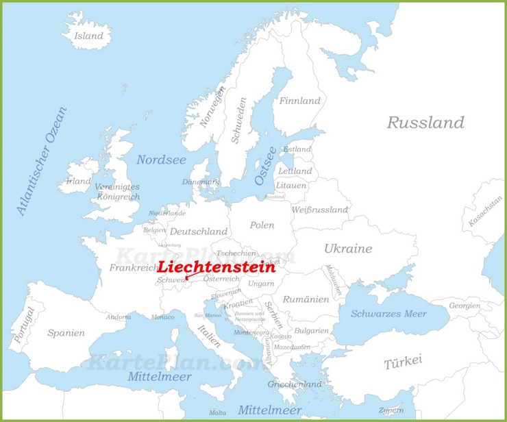 Liechtenstein auf der karte Europas