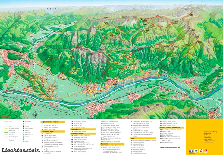 Liechtenstein touristische karte