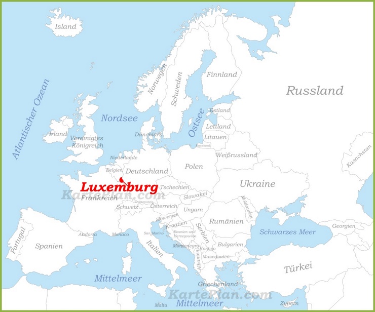 Luxemburg auf der karte Europas