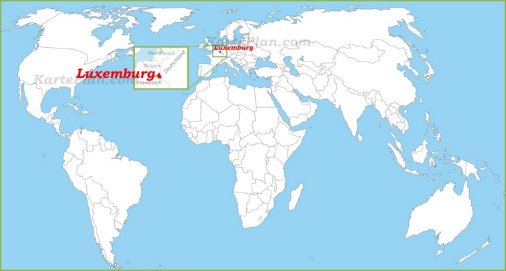 Luxemburg auf der Weltkarte