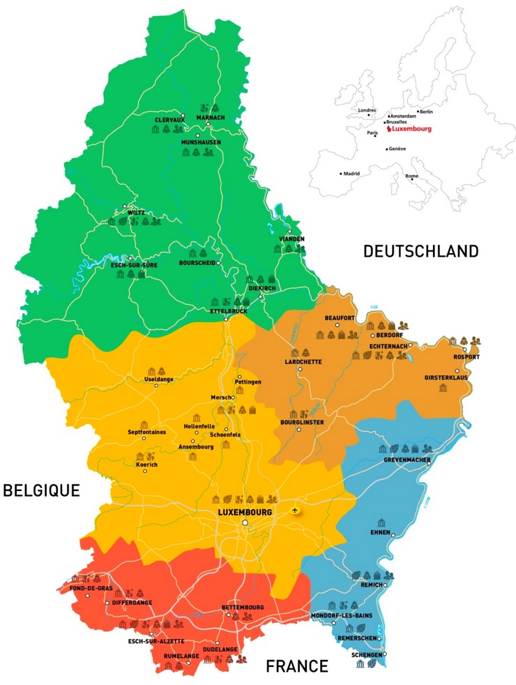 Luxemburg politische karte