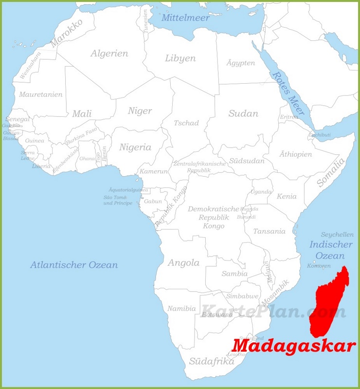 Madagaskar auf der karte Afrikas