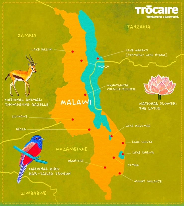 Malawi touristische karte