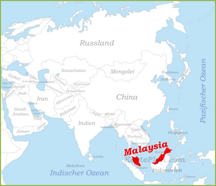 Malaysia auf der karte Asiens
