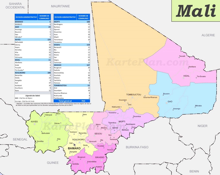 Mali politische karte