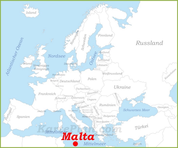 Malta auf der karte Europas