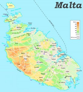 Physische landkarte von Malta