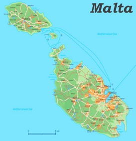 Straßenkarte von Malta