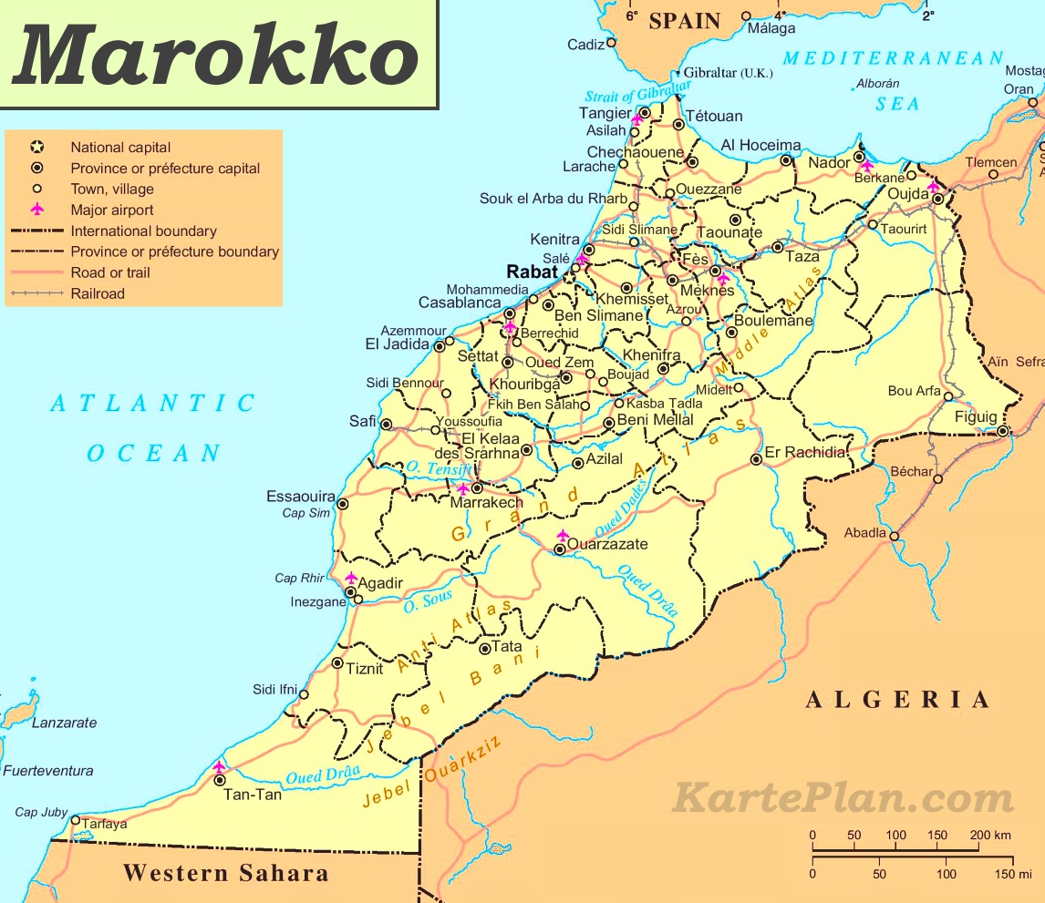 Marokko politische karte