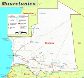 Straßenkarte von Mauretanien