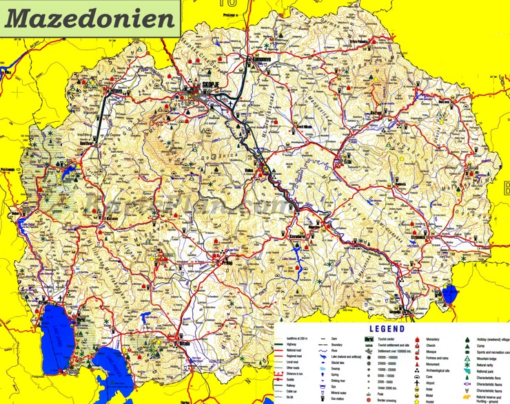Mazedonien touristische karte