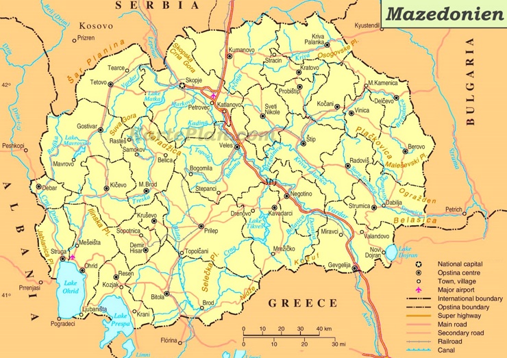 Straßenkarte von Mazedonien