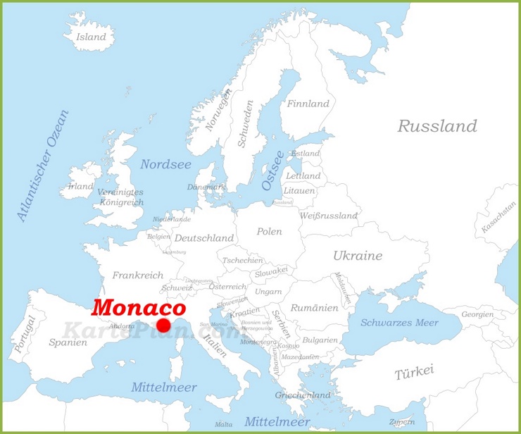 Monaco auf der karte Europas