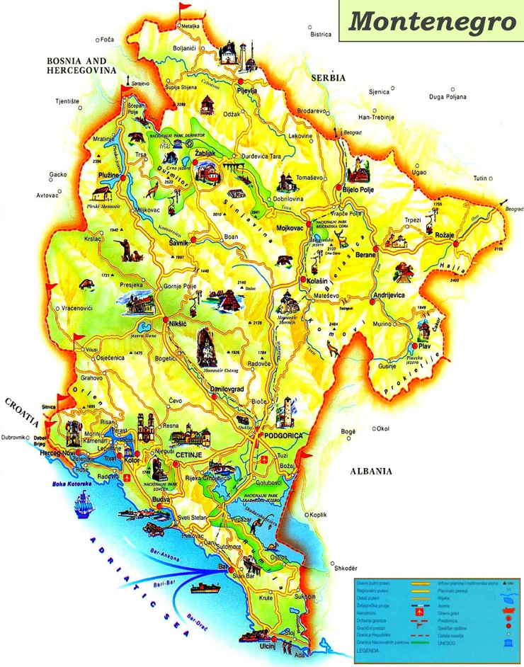 Montenegro touristische karte