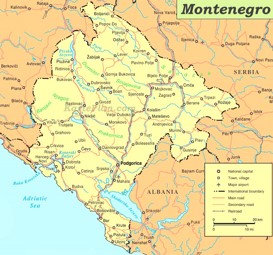 Straßenkarte von Montenegro