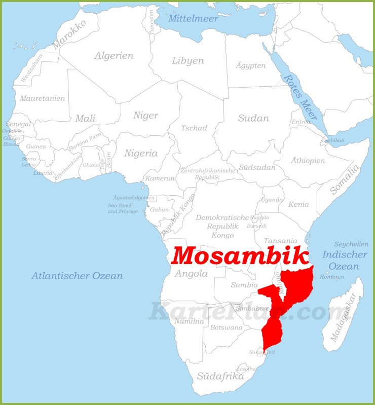 Mosambik auf der karte Afrikas