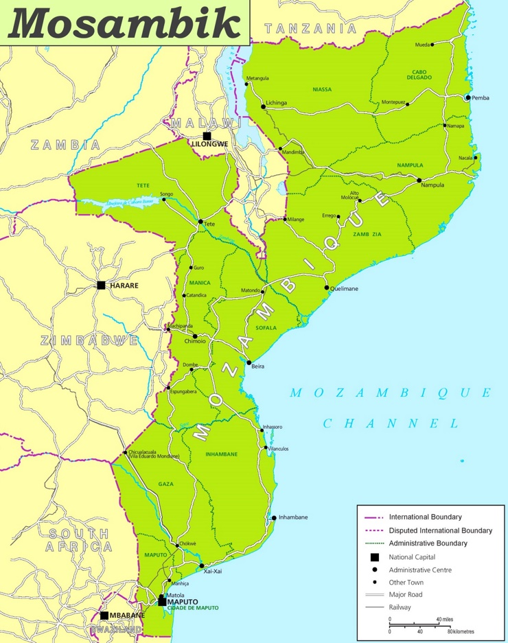 Mosambik politische karte